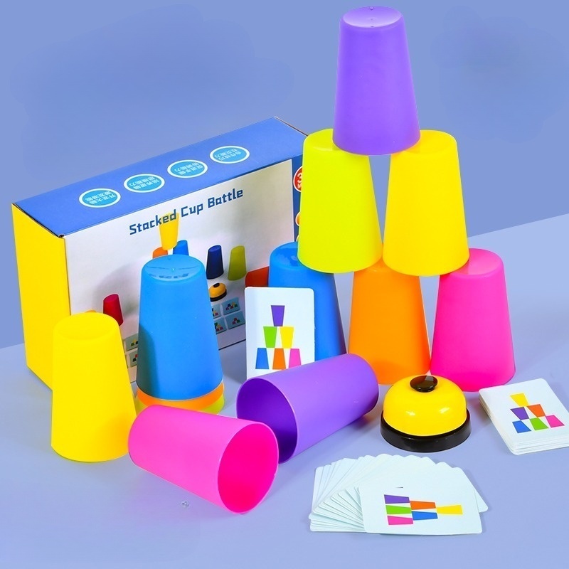 Kids Education Card - Montessori Toys Stack Cup Game With