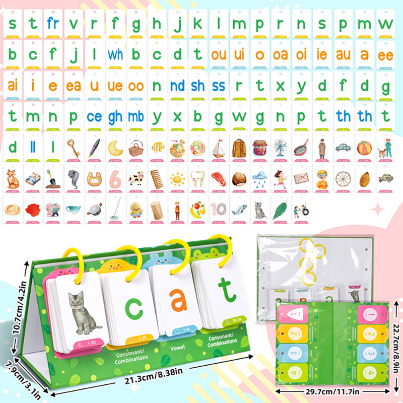 Kids Education Charts - Kids CVC Words Flashcards Phonics Flip