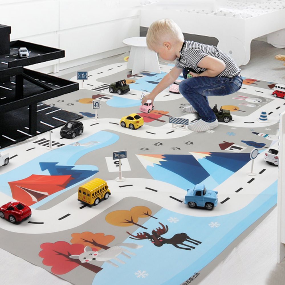 Kids Education Rug - 130*100CM Baby Play Mat City Traffic