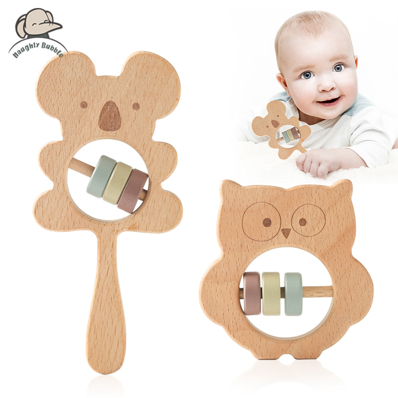 Kids Education Bell - Wooden Rattles for Kids Animal Koala
