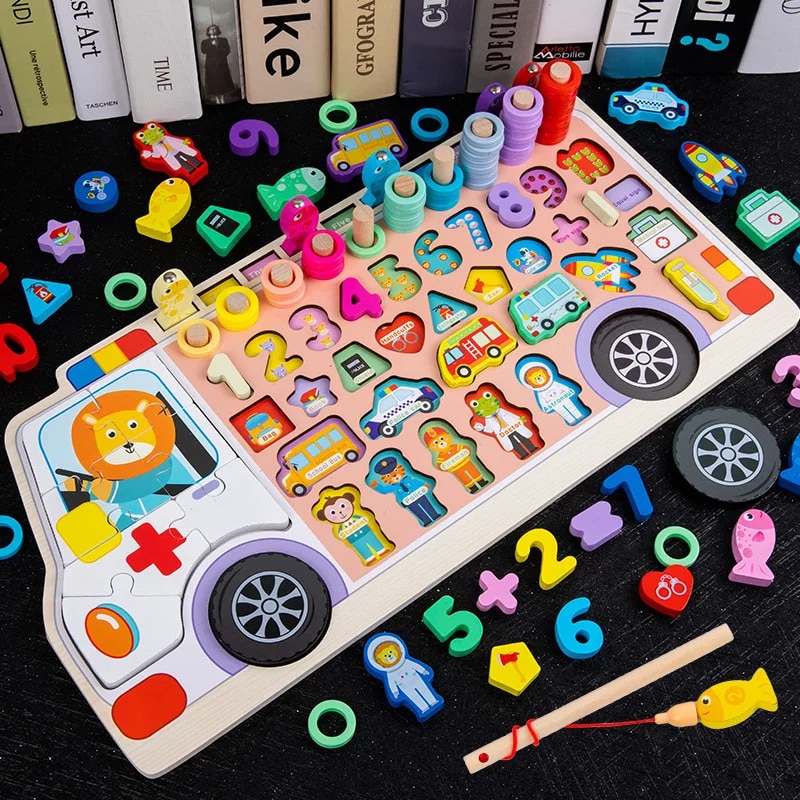 Kids Education Number - Montessori Wooden Toys Kids Busy Board