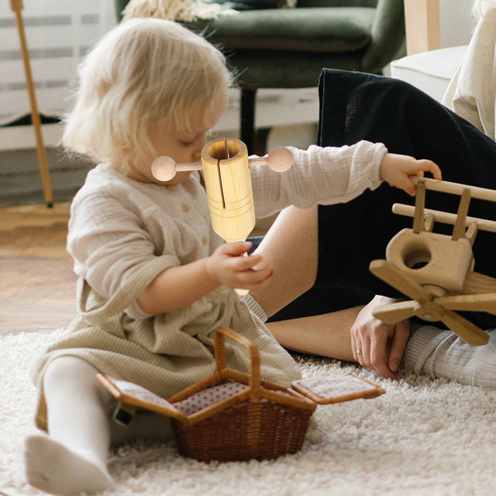 Kids Education Bell - 2Pcs Wooden Hand Bells Percussion Instrument