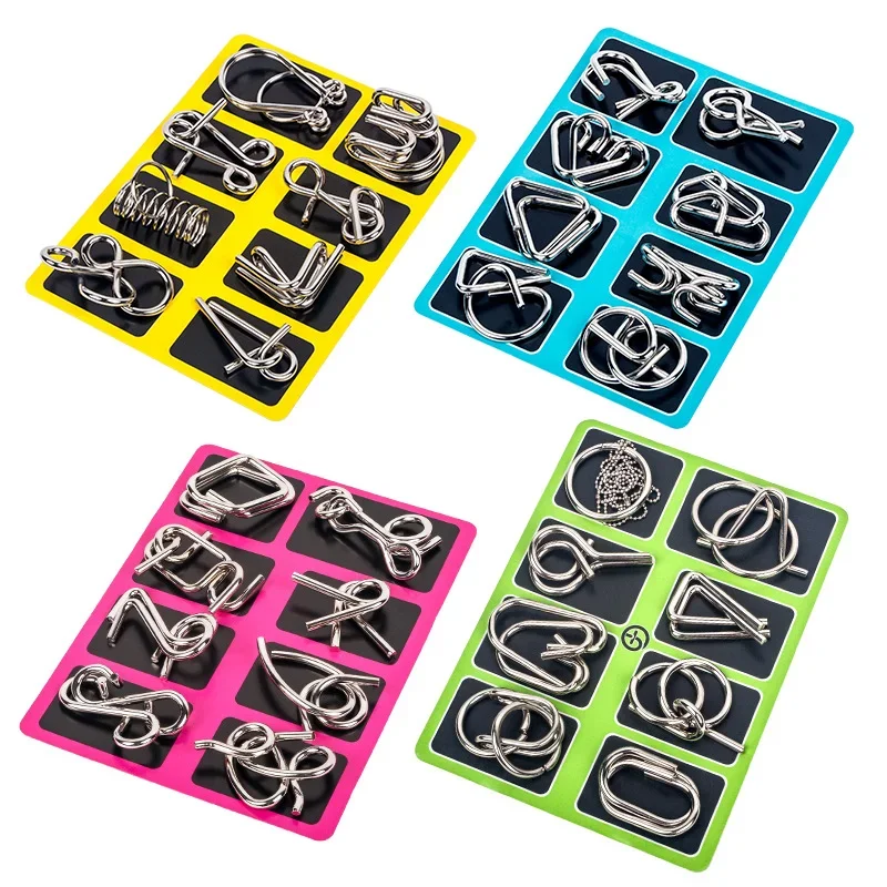 8Pcs/Set Metal Montessori Puzz - Brain Teaser Cube reseña y precio
