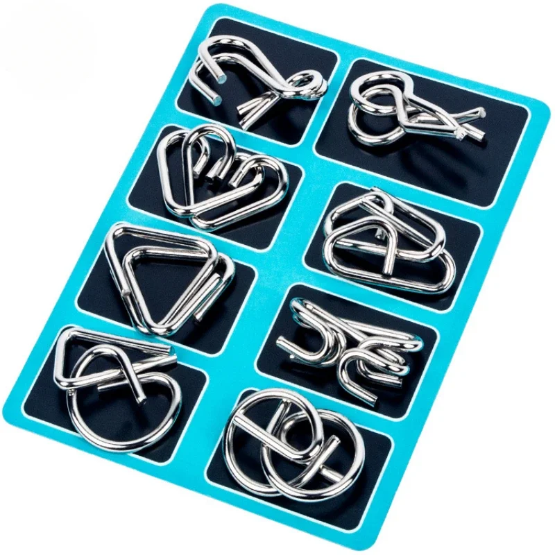 8Pcs/Set Metal Montessori Puzz - Brain Teaser Cube reseña y precio