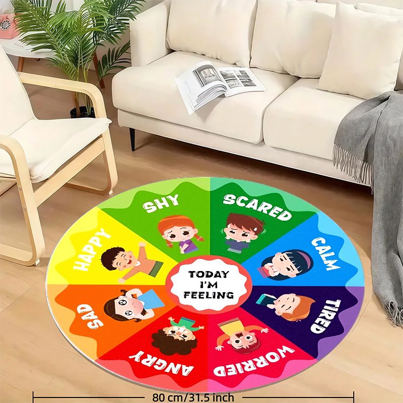 Emotion Wheel Kids Round Rug F - Kids Education Charts reseña y precio