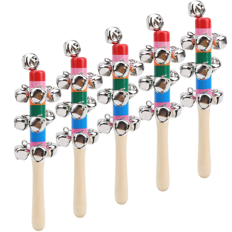 5PCS Wooden Jingle Hand Bells  - Kids Education Bell reseña y precio