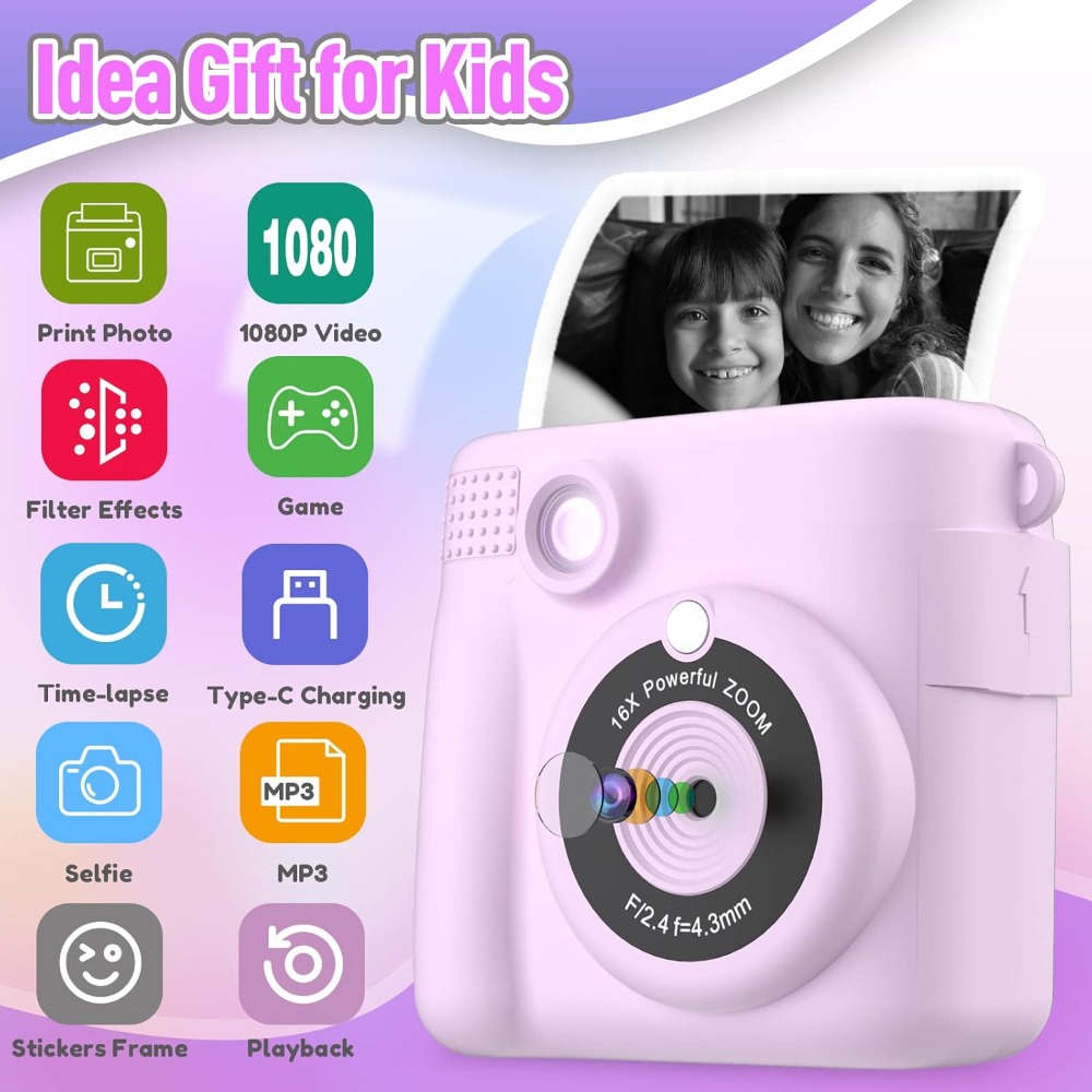 Instant Print Camera for Kids, - Kids Education Card reseña y precio