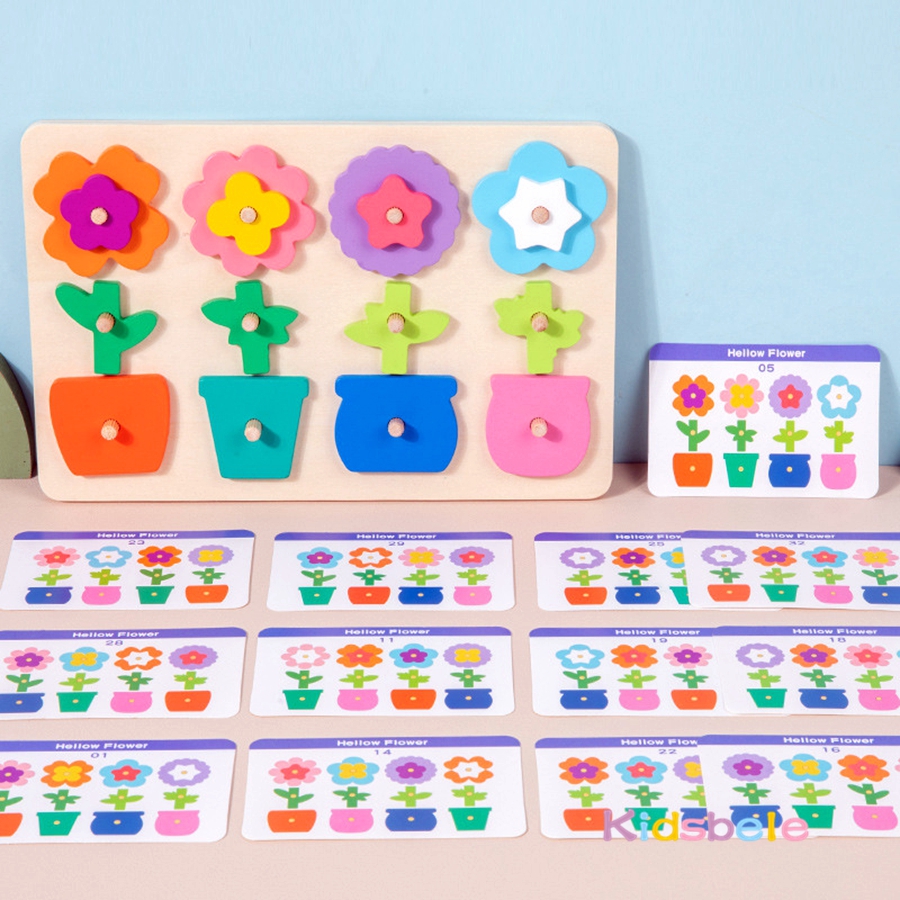 Montessori DIY Wooden Flower P - Kids Education Card reseña y precio