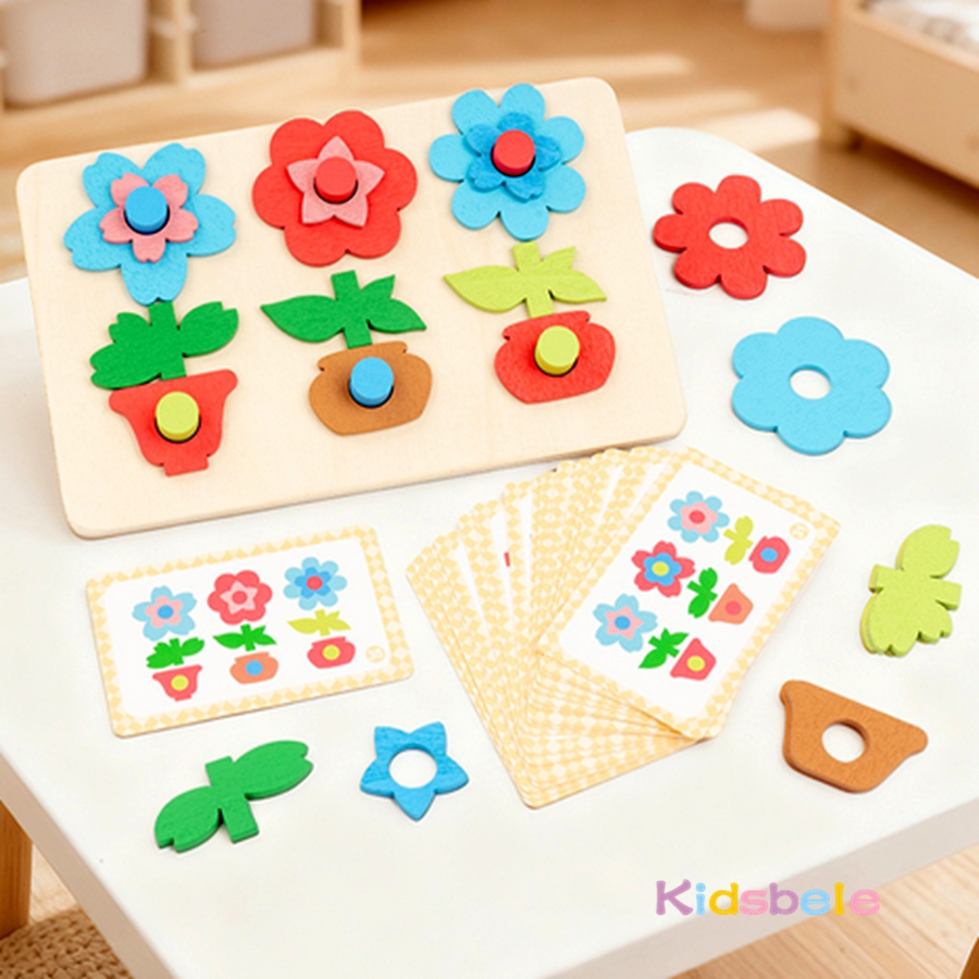 Montessori DIY Wooden Flower P - Kids Education Card reseña y precio