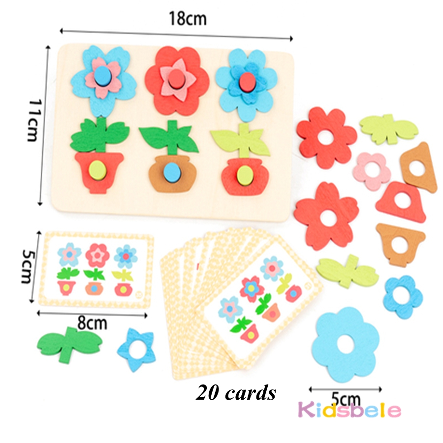 Montessori DIY Wooden Flower P - Kids Education Card reseña y precio