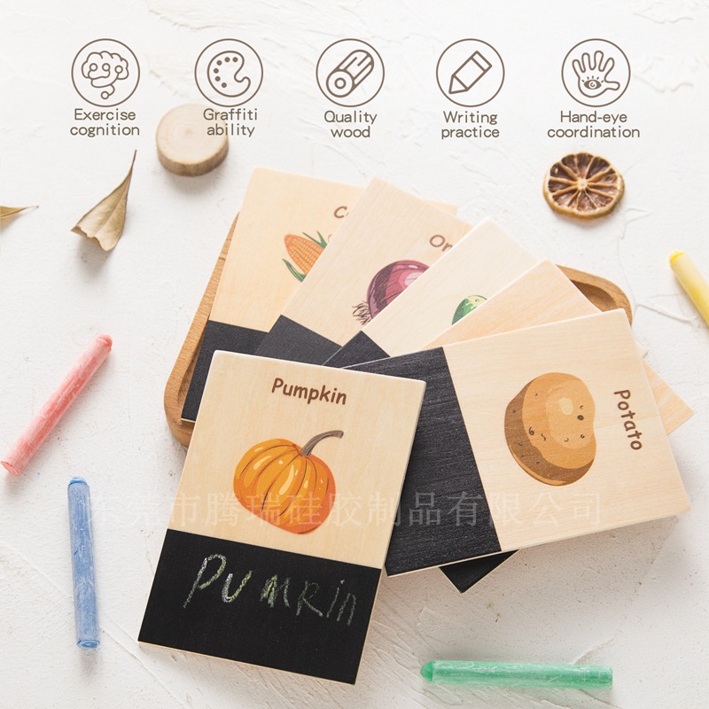Wooden Cognition Flash Cards W - Kids Education Card reseña y precio