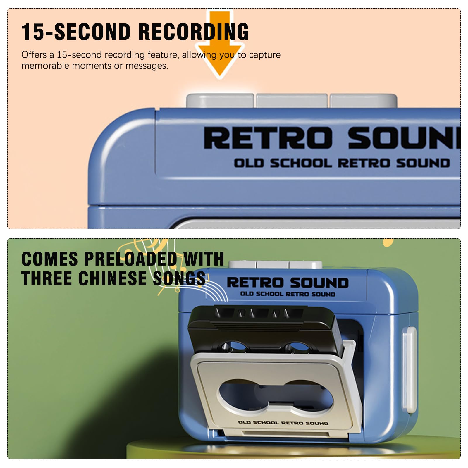 Retro Cassette Tape Recorder K - Kids Educational Songs reseña y precio