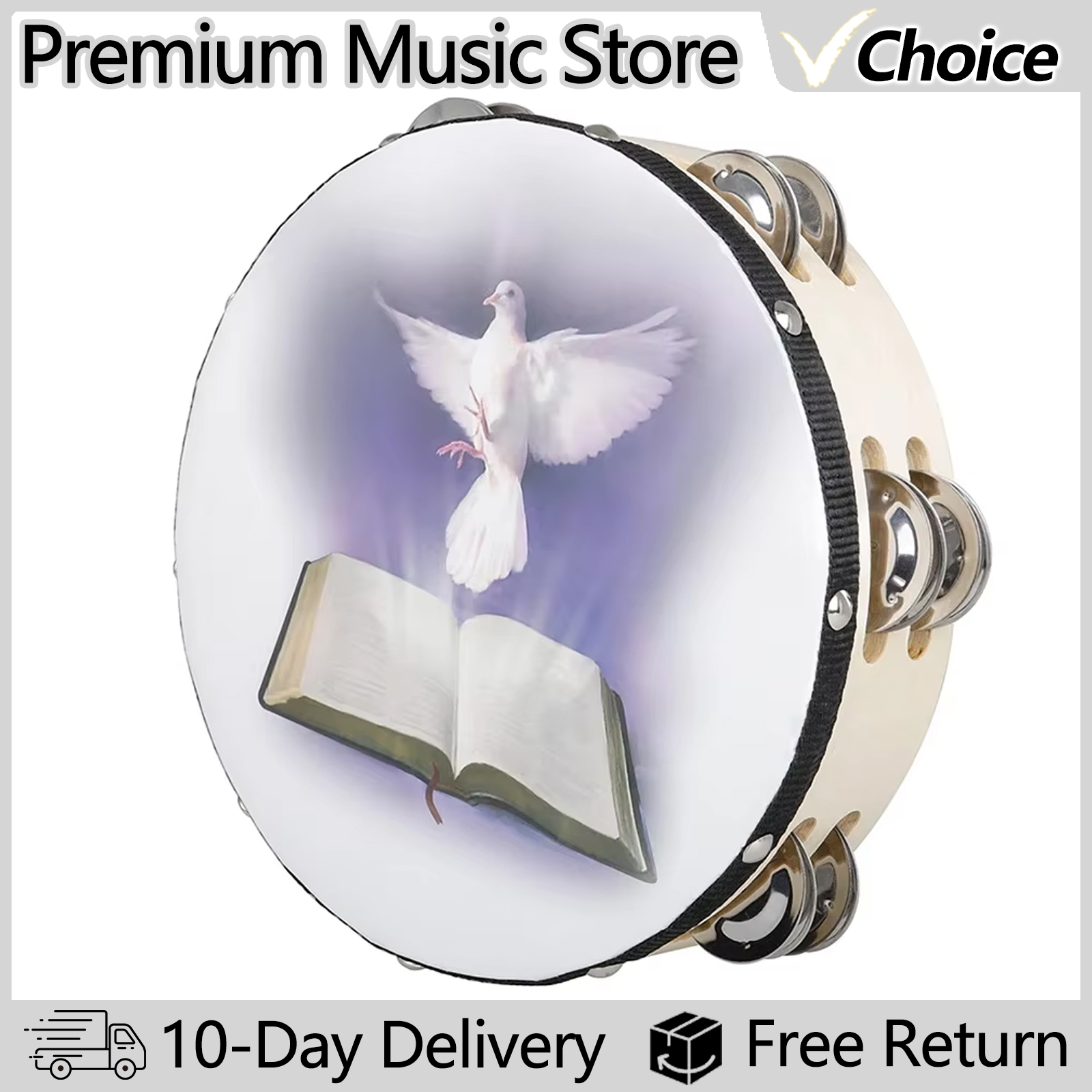 8 Inch Tambourine Peace Pigeon - Kids Education Bell reseña y precio