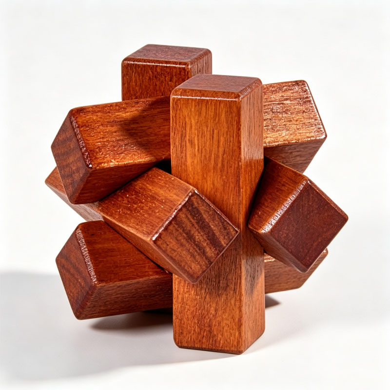 Wooden Knot Puzzle IQ Logic Tr - Brain Teaser Cube reseña y precio