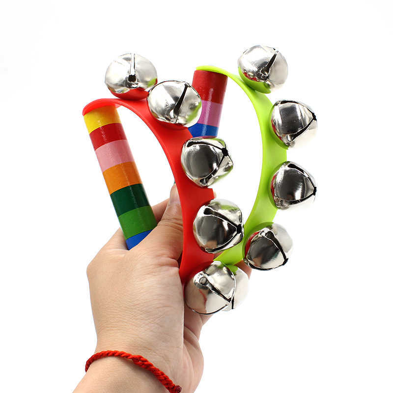 2PCS Rainbow Rattles Wooden Ha - Kids Education Bell reseña y precio