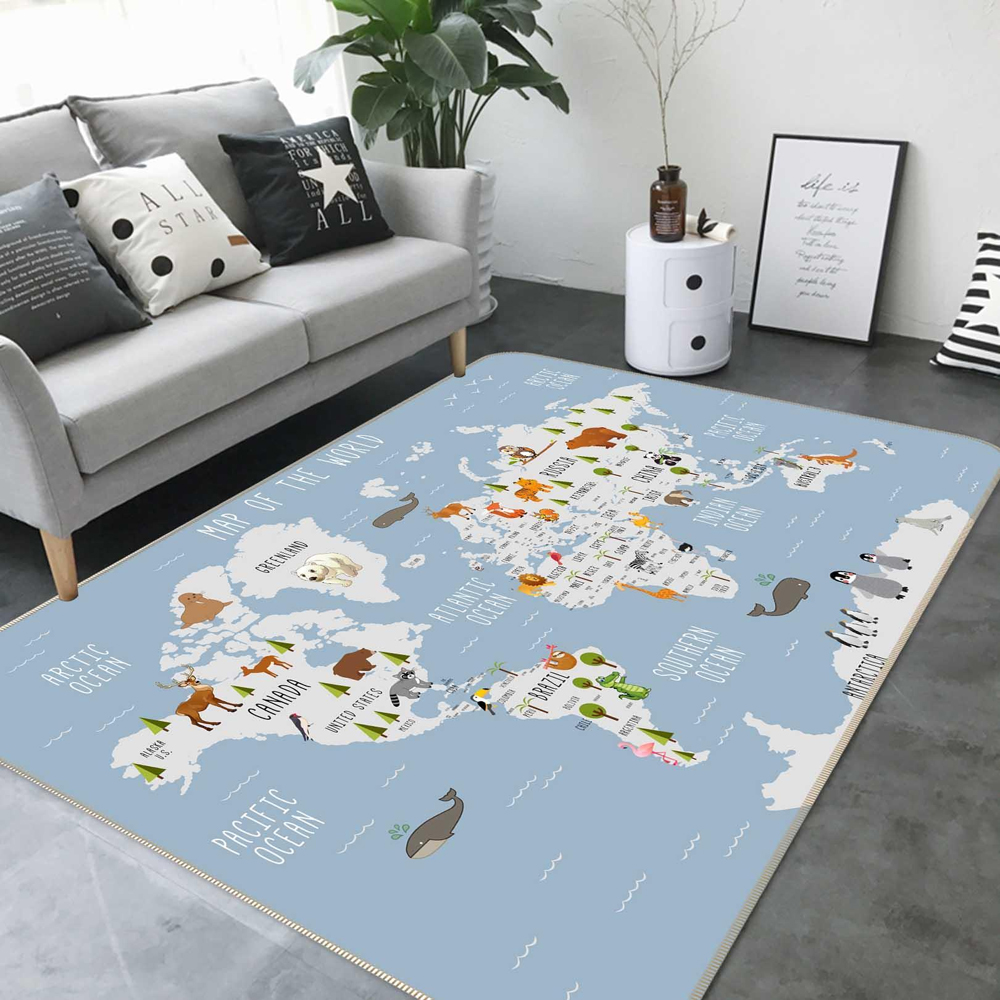 Cute Animal World Map Printed  - Kids Education Room reseña y precio