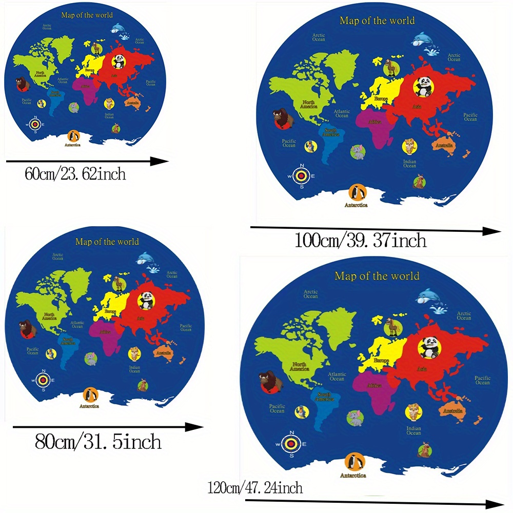 World Map Round Rug Flannel Ed - Kids Education Rug reseña y precio