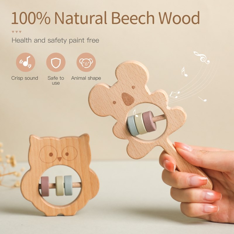Wooden Rattles for Kids Animal - Kids Education Bell reseña y precio