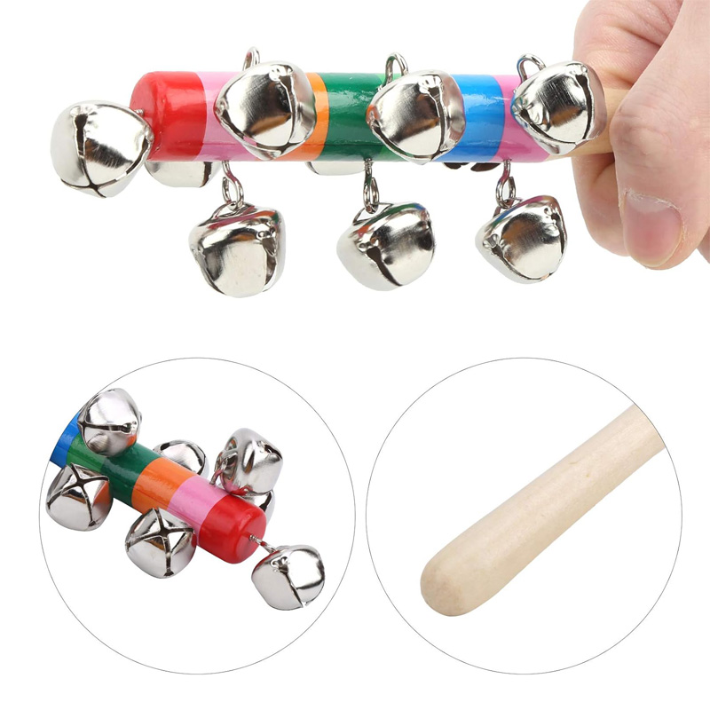 3PCS Rainbow Wooden Jingle Han - Kids Education Bell reseña y precio