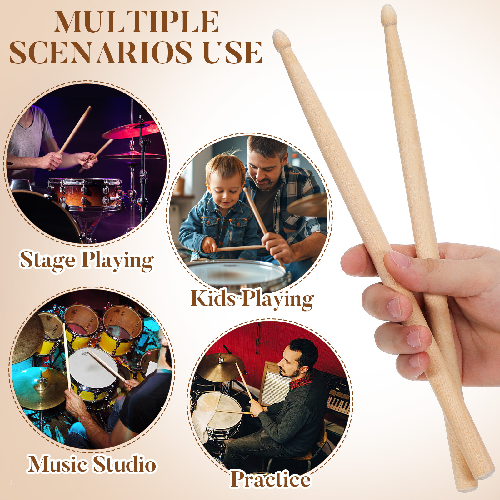 4pcs Children Drum Sticks Mapl - Kids Educational Songs reseña y precio